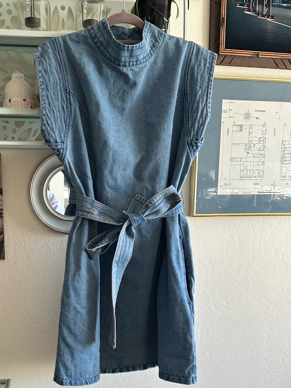 Denim Tie-Waist Dress - Blue